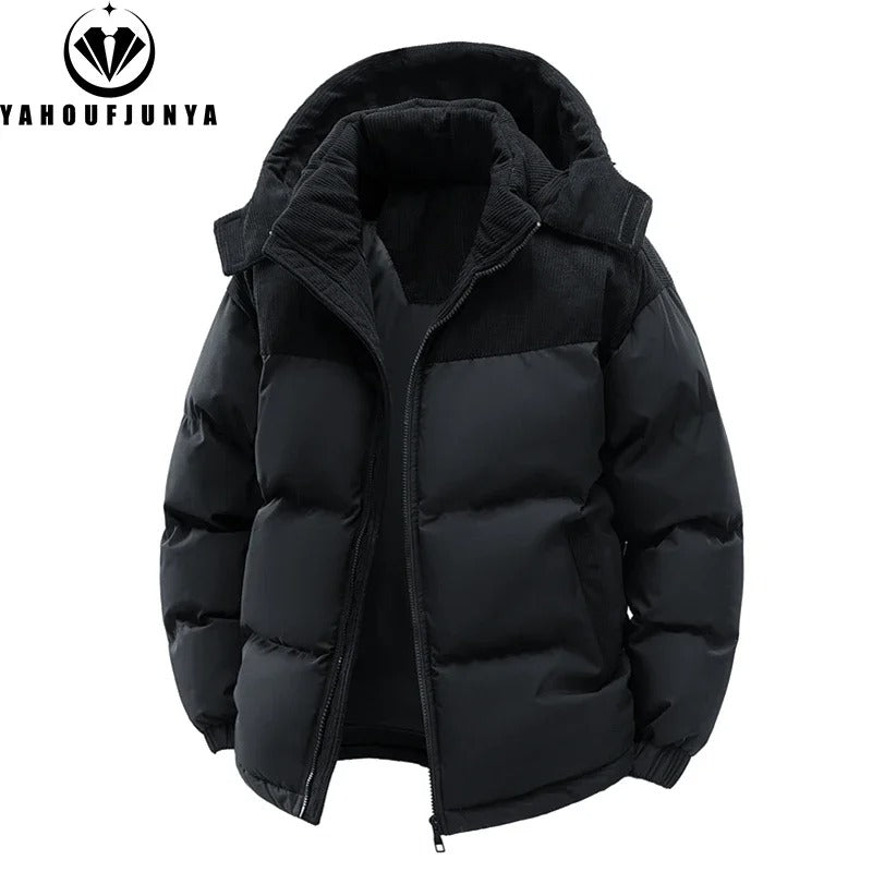 Men’s Autumn Winter Windbreak Jacket – Warm Outdoor Coat with Removable Hood