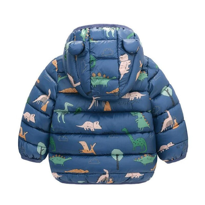 Kids dinosaur hooded puffer jacket