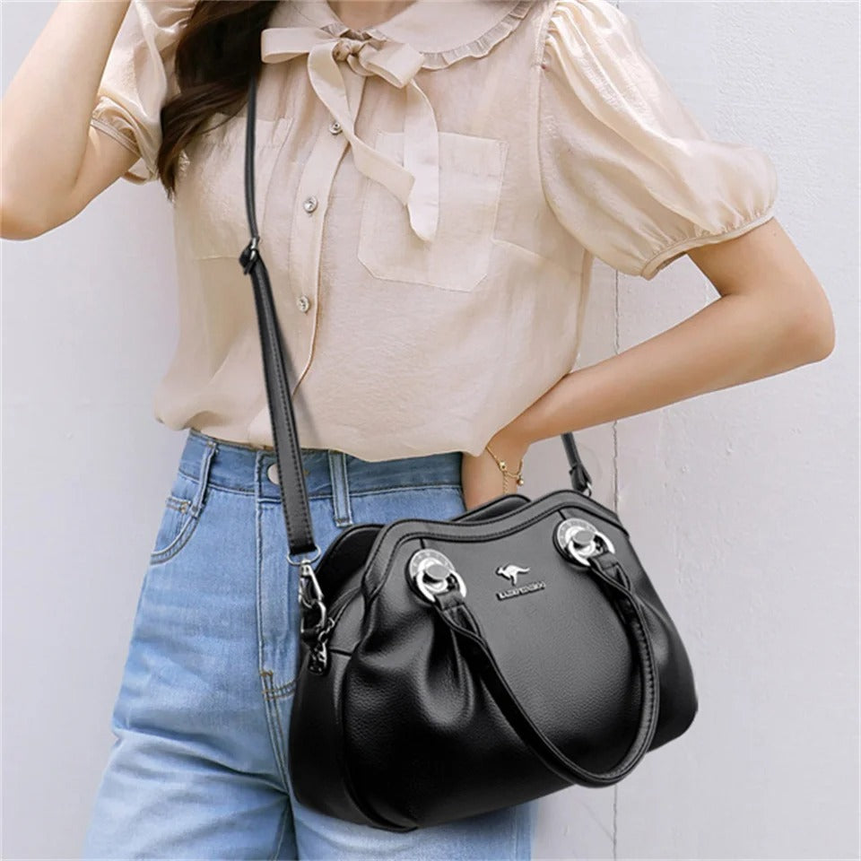Luxury 3-Layer Leather Handbag – Large Capacity Shoulder Tote for Women