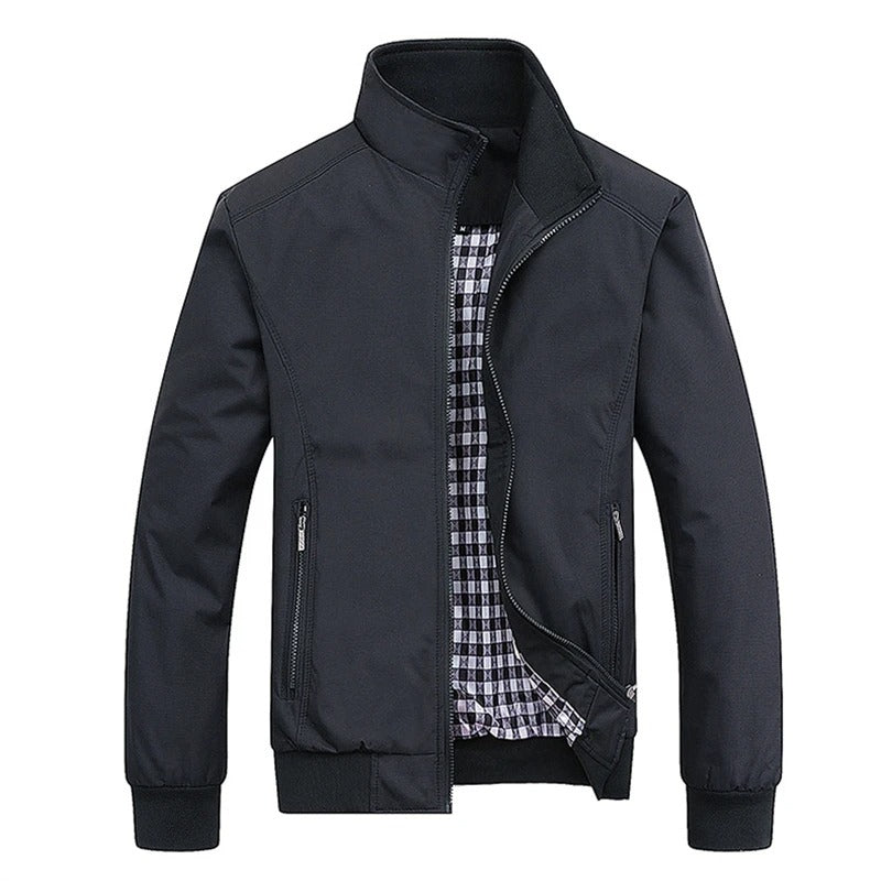 Hooded baseball jacket for men with zipper