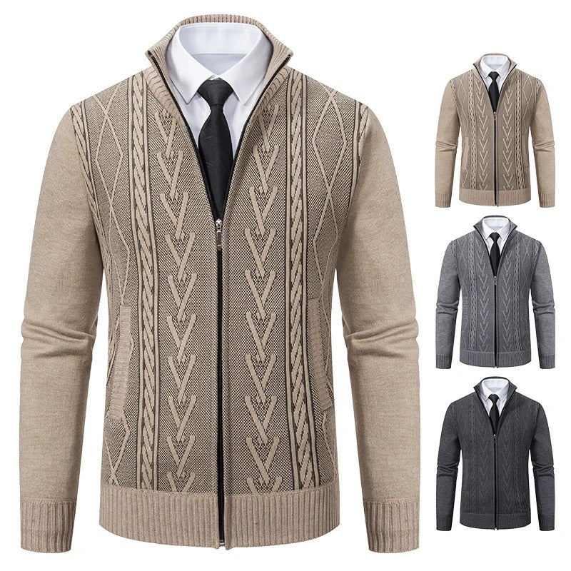 Men’s winter cashmere padded knitted cardigan front view