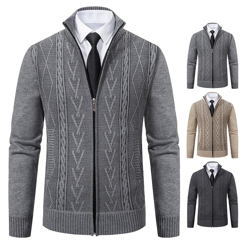 Men’s winter cashmere padded knitted cardigan front view