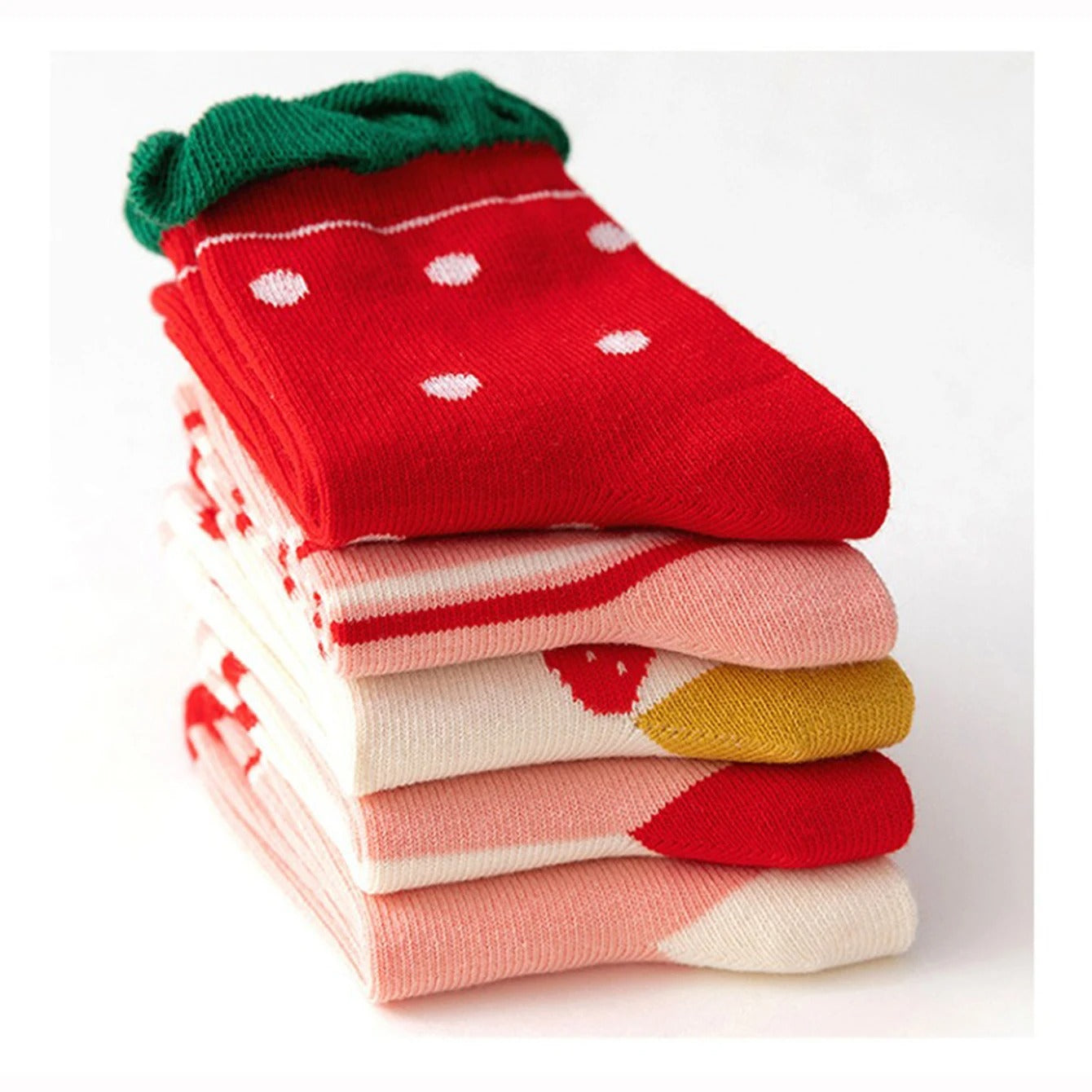 Girls all-season strawberry socks set