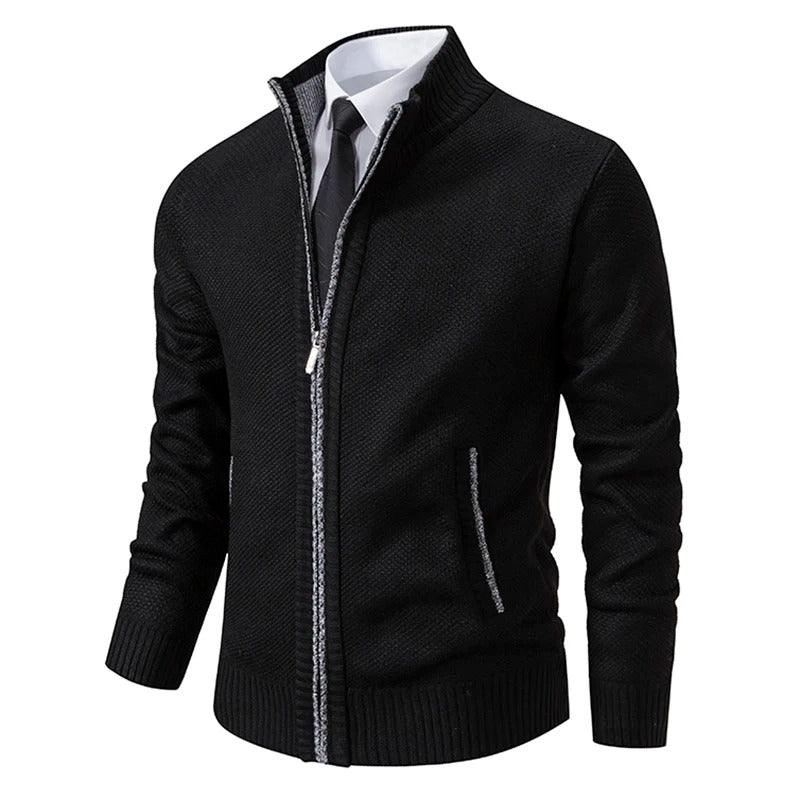 Men’s stand collar fleece cardigan