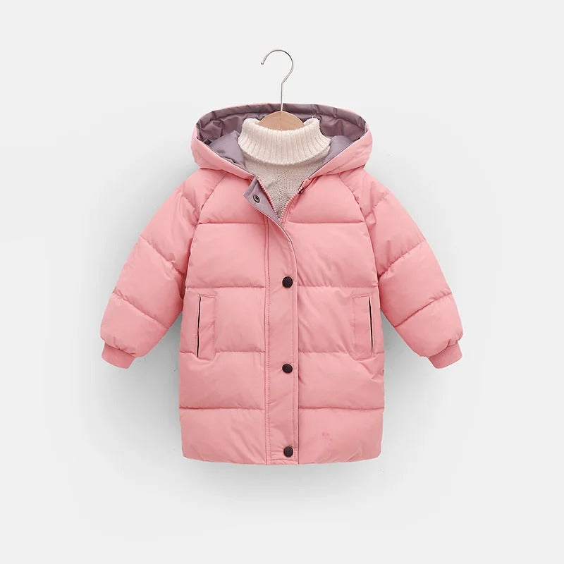 Boys and girls thick down jacket for cold weather