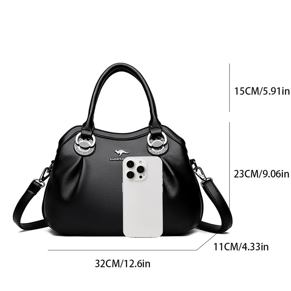 Luxury 3-Layer Leather Handbag – Large Capacity Shoulder Tote for Women