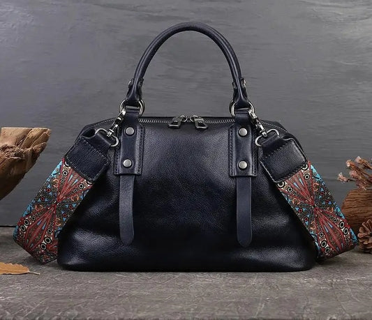 Women’s Genuine Leather Tote – Vintage Cowhide Shoulder Handbag, Large Casual Purse