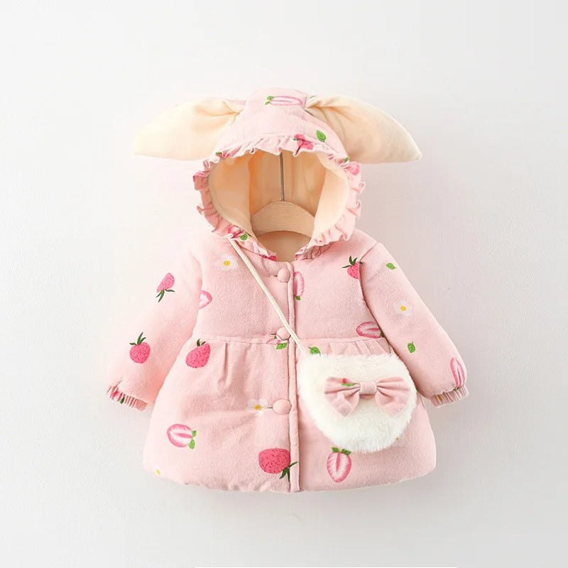 Cute cotton-padded baby girl winter coat
