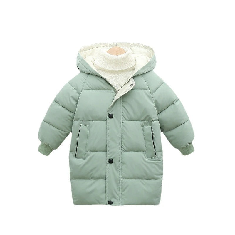 Long outerwear kids winter jacket with zipper