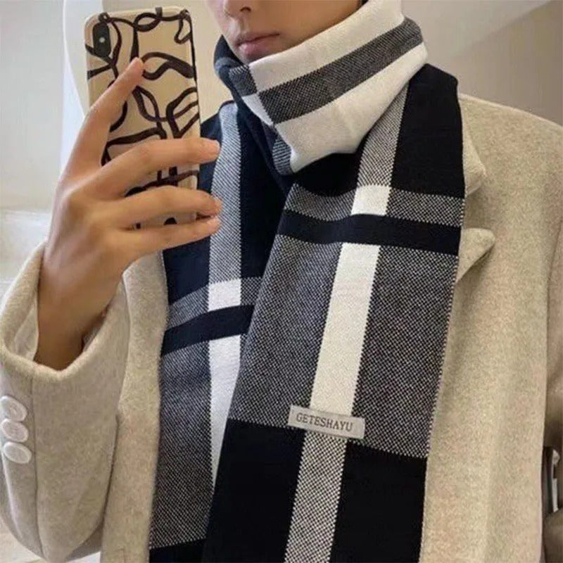 Men’s patchwork winter scarf