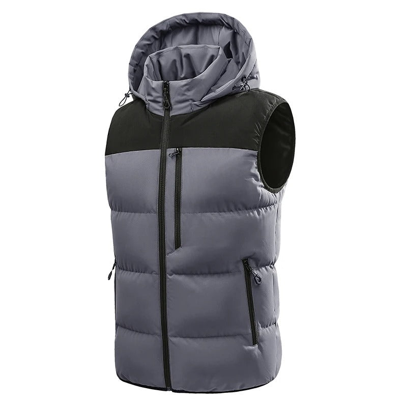 Detachable hood fleece vest men