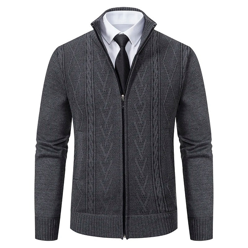Thick warm padded men's knitted coat