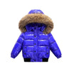 Kids waterproof down jacket fur hood
