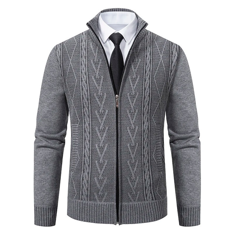 Thick warm padded men's knitted coat
