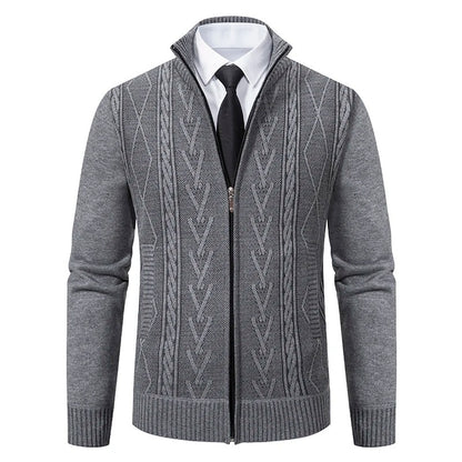 Thick warm padded men's knitted coat