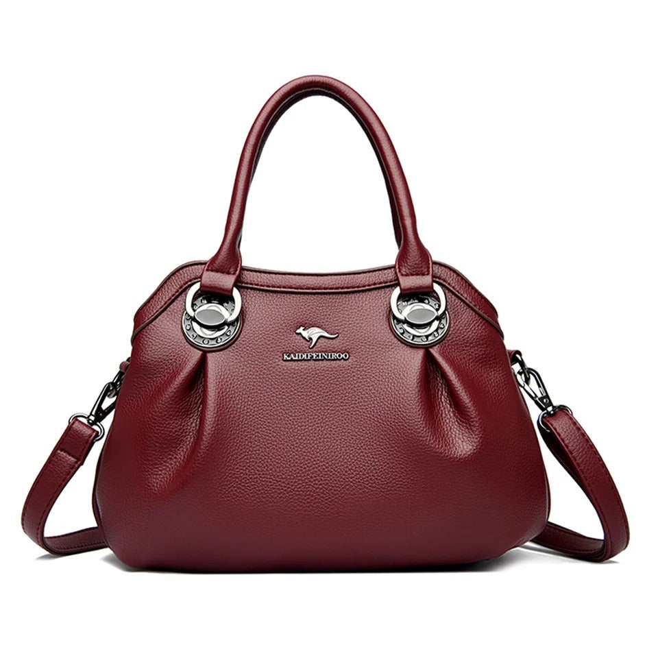 Luxury 3-Layer Leather Handbag – Large Capacity Shoulder Tote for Women