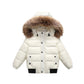 Kids waterproof down jacket fur hood