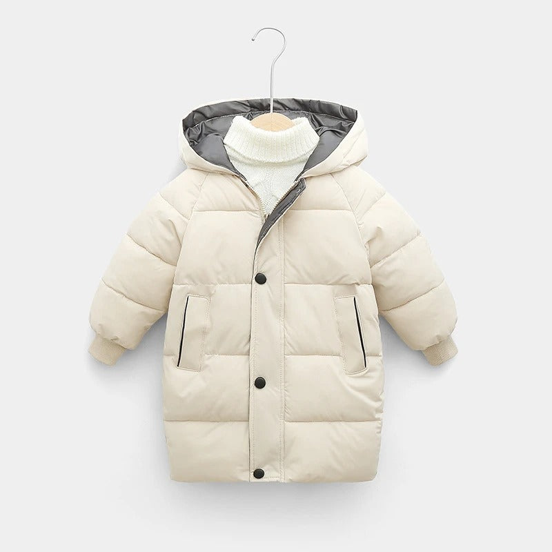 Long outerwear kids winter jacket with zipper